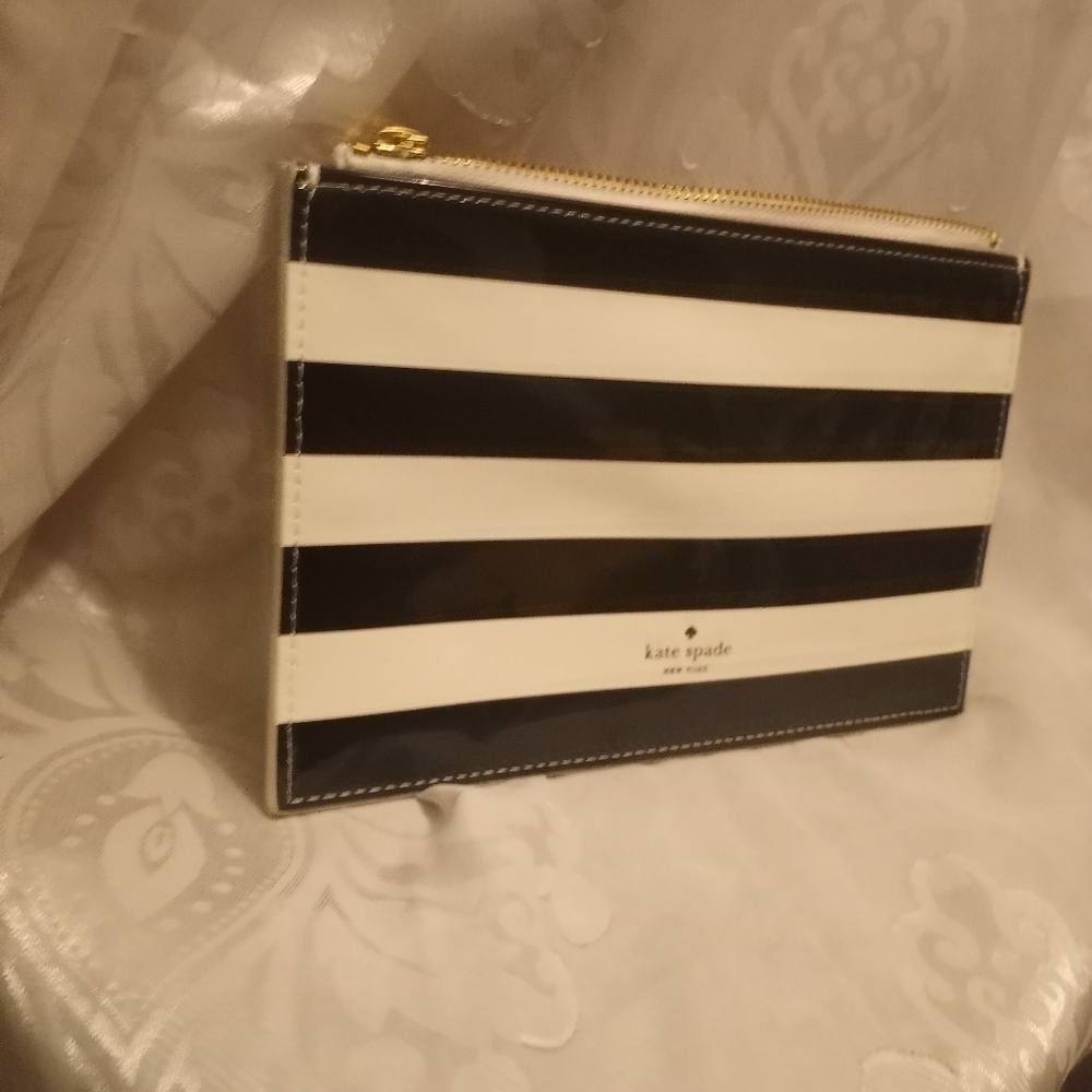Kate Spade Black and White Striped Clutch - Picture 3 of 10